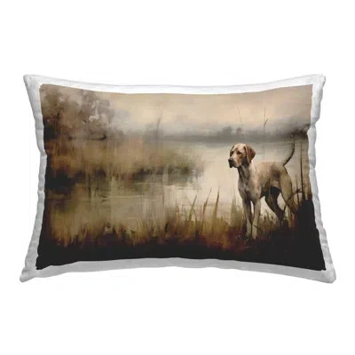 Stupell Industries Hunting Dog In Nature Decorative Printed Throw Pillow Design By Petal Prints Design In Brown