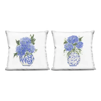 Stupell Industries Hydrangeas In Ornate Vases 2 Piece Decorative Printed Throw Pillow Set, Design By Lucille Price In Blue
