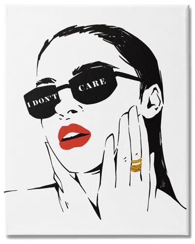 Stupell Industries I Dont Care Shades Glam Fashion Female Portrait Stretched Canvas Wall Art By Ziwe In White