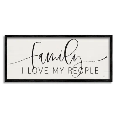 Stupell Industries I Love My People Affectionate Family Phrase - Picture Frame Textual Art On Wood In Midnight Black Framed Giclee