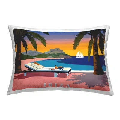 Stupell Industries Ibiza Tropical Beach View Decorative Printed Throw Pillow By Amelia Noyes In Pink