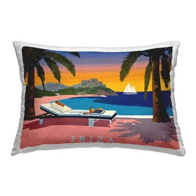 Stupell Industries Ibiza Tropical Beach View Outdoor Printed Pillow By Amelia Noyes In Pink