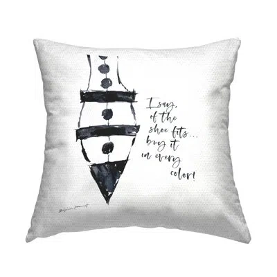 Stupell Industries If The Shoe Fits Fashion Heel Phrase Outdoor Printed Pillow By Stephanie Workman Marrott In Black
