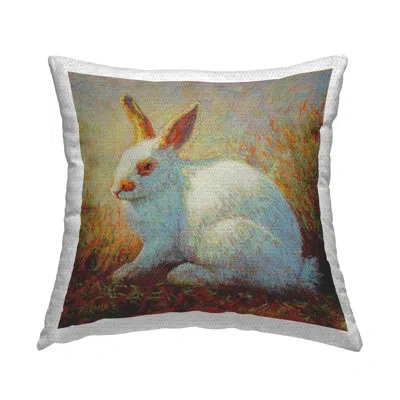 Stupell Industries Impressionist White Rabbit Outdoor Printed Pillow By Rita Kirkman