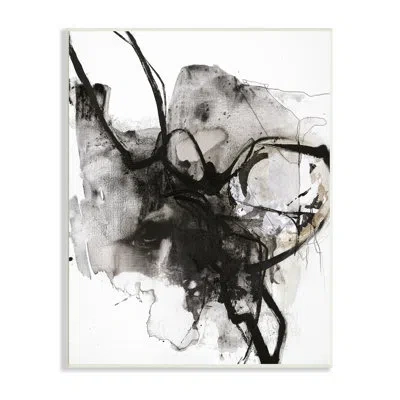 Stupell Industries Ink Splatter Abstraction Chaotic Busy Movement Black Brown Black Framed Giclee Texturized Art By Des In Wall Plaque