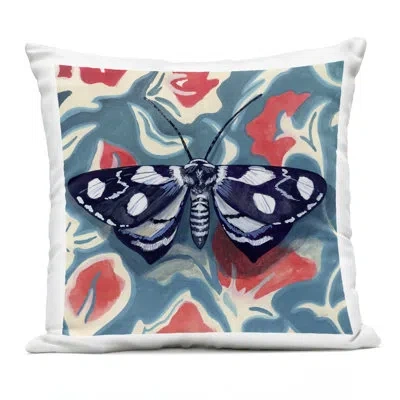 Stupell Industries Insects On Flower Patterns 4 Piece Outdoor Printed Pillow Set, Design By Kate Jarvik Birch, 18 X 7 X In Blue Moth