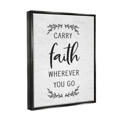 Stupell Industries Inspirational Faith By Lettered And Lined - Floater Frame Print On Canvas In Jet Black Floater Frame