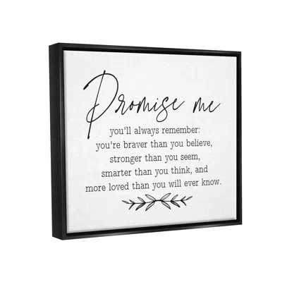 Stupell Industries Inspirational Self Love Quote Casual Botanical Design By Lettered And Lined - Floater Frame Textual  In Jet Black Floater Frame