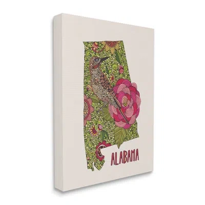 Stupell Industries Intricate Alabama Camellia Flower Bird Detailed Pattern By Valentina Harper - Floater Frame Graphic  In Wrapped Canvas