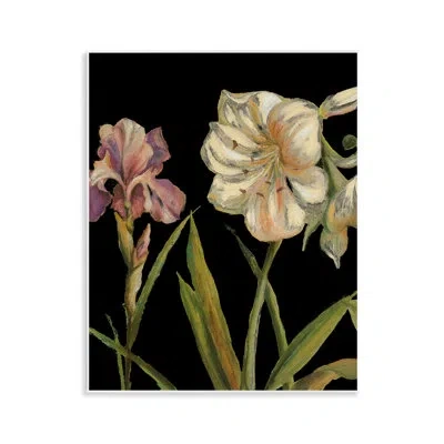 Stupell Industries Iris Flowers On Black Wall Plaque Art By Patricia Pinto