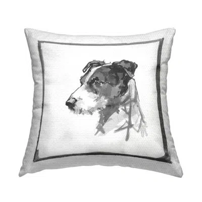 Stupell Industries Jack Russell Portrait Outdoor Printed Pillow By Cartissi In Gray