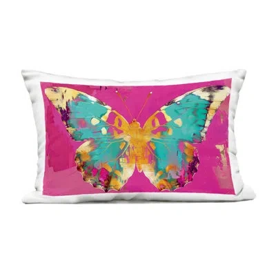 Stupell Industries Jewel Butterfly Over Pink Outdoor Printed Pillow, Design By Lsr Design Studio