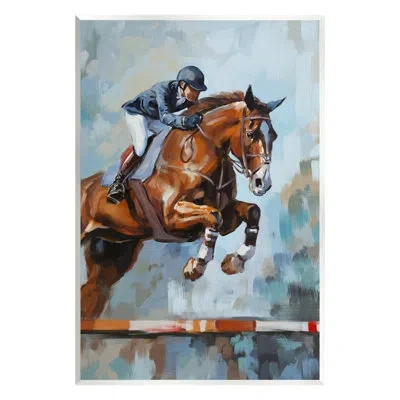 Stupell Industries Jockey Jumping Hurdle On Mdf By Ziwei Li Print