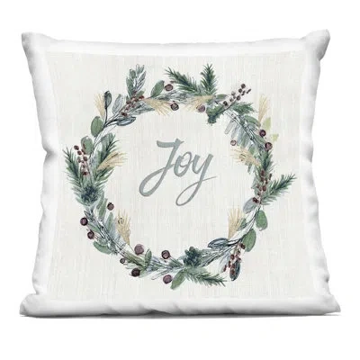 Stupell Industries Joy Seasonal Greenery Wreath Decorative Printed Throw Pillow, Design By Susan Jill In Green Christmas 1