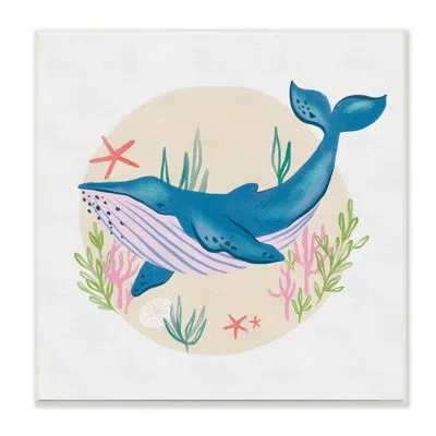 Stupell Industries Joyous Whale Roaming Seaweed Deep Ocean Marine Mammal Deborah Curiel In Wall Plaque