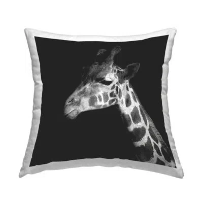 Stupell Industries Jungle Giraffe Portrait Decorative Printed Throw Pillow Design By Patricia Pinto In Black