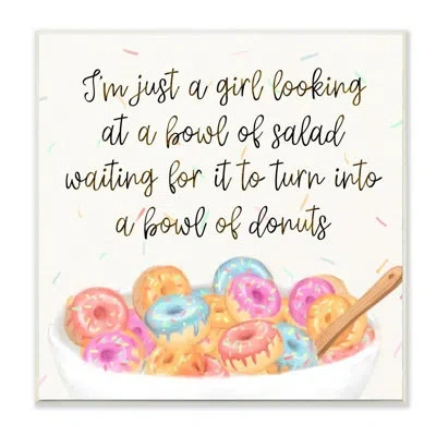 Stupell Industries Just A Girl Looking For A Bowl Of Donuts Food By Ziwei Li - Graphic Art Print In Wall Plaque