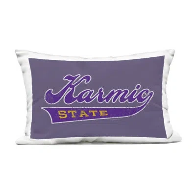 Stupell Industries Karmic State Varsity Design By Higher Learning/life Is High Outdoor Printed Pillow In Purple