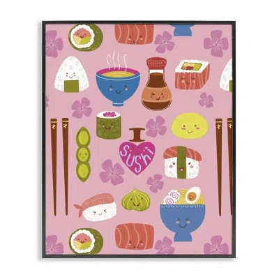 Stupell Industries Kawaii Sushi Treats Framed Giclee Art, Design By Jo Reid In Midnight Black Framed Giclee