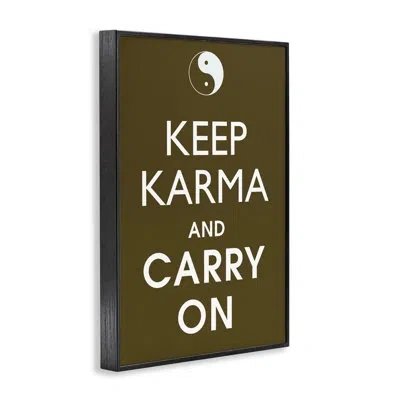 Stupell Industries Keep Karma & Carry On Framed Giclee Art, Design By Marcus Jules In Midnight Black Framed Giclee