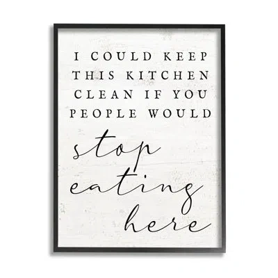 Stupell Industries Keep This Kitchen Clean Funny Phrase By Lil' Rue - Floater Frame Graphic Art On Wood In Midnight Black Framed Giclee