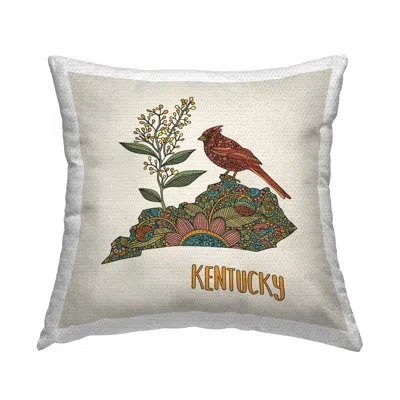 Stupell Industries Kentucky Cardinal Bird Outdoor Printed Pillow By Valentina Harper In Green;red;beige