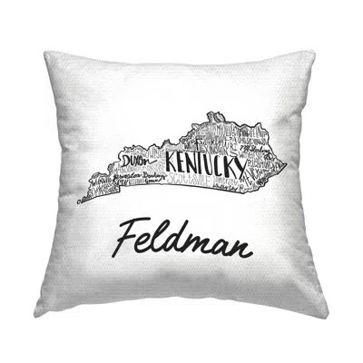 Stupell Industries Kentucky State Cities Personalized Outdoor Printed Pillow By The Saturday Evening Post In White