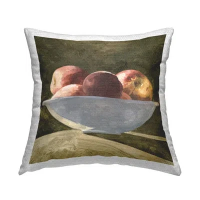 Stupell Industries Kitchen Apple Bowl Outdoor Printed Pillow By Emma Caroline In Green