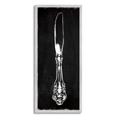 Stupell Industries Kitchen Butter Knife Vintage Style Dinner Cutlery By Carol Robinson - Floater Frame Graphic Art Prin In Farmhouse Gray Framed Giclee