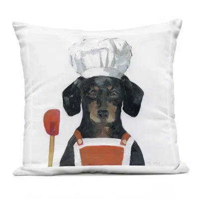 Stupell Industries Kitchen Chef Dog Design By Sally Swatland Outdoor Printed Pillow In Red