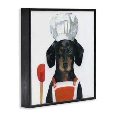 Stupell Industries Kitchen Chef Dog Framed Giclee Art, Design By Sally Swatland In Midnight Black Framed Giclee