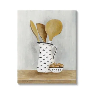 Stupell Industries Kitchen Eggs And Utensils Still Life On Canvas Painting In White;beige