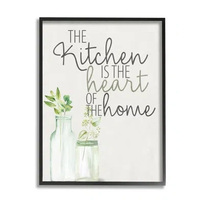Stupell Industries Kitchen Heart Phrase On Wood By Kim Allen Print In Midnight Black Framed Giclee