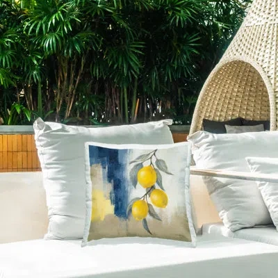 Stupell Industries Kitchen Lemons Hanging Printed Outdoor Throw Pillow Design By Silvia Vassileva In Blue