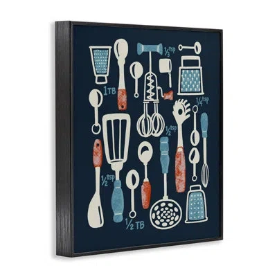 Stupell Industries Kitchen Measurement Utensils Framed Giclee Art, Design By Connie Summers In Midnight Black Framed Giclee