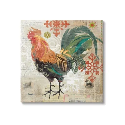 Stupell Industries Kitchen Rooster Farmhouse Collage By Evelia Designs - Wrapped Canvas Graphic Art In Green;gray;red