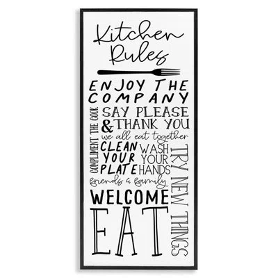 Stupell Industries Kitchen Rules Typography Framed Giclee Art By Nicole Decamp In Midnight Black Framed Giclee