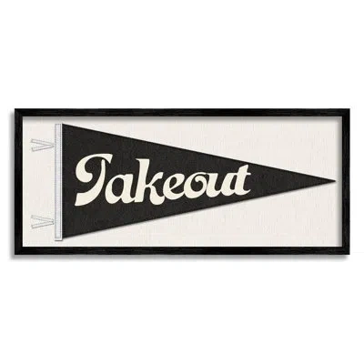 Stupell Industries Kitchen Takeout Pennant Banner Shape By Lil' Rue - Floater Frame Graphic Art On Wood In Midnight Black Framed Giclee