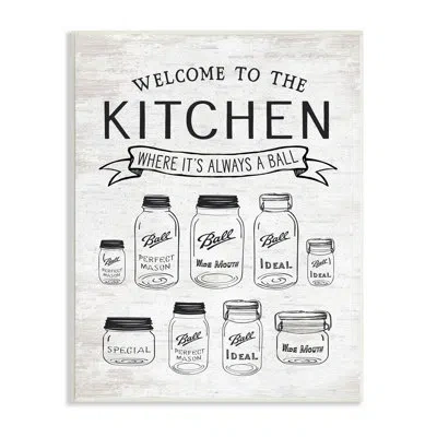 Stupell Industries Kitchen Where It's A Ball Pun Country Jars By Lettered And Lined - Graphic Art In Wood