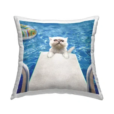 Stupell Industries Kitten On Pool Diving Board Printed Throw Pillow Design By Michael Quackenbush