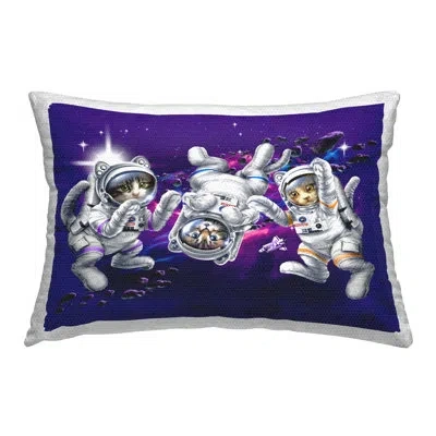 Stupell Industries Kittens In Outer Space Outdoor Printed Pillow By Jim Baldwin In Purple