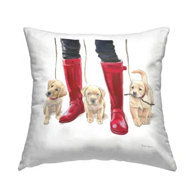 Stupell Industries Labrador Puppies Rain Boots Fashion Dogs Decorative Printed Throw Pillow By Emily Adams