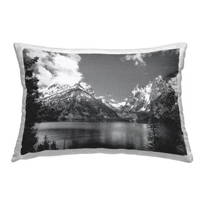 Stupell Industries Lake & Mountain Scene Outdoor Printed Pillow By Steve Toole In Black;white