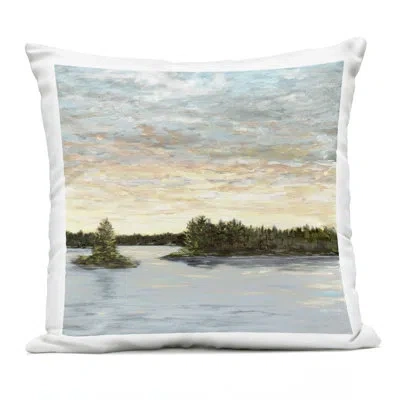 Stupell Industries Lake Shore At Sundown Outdoor Printed Pillow, Design By Julie Derice, 18 X 7 X 18 In Blue