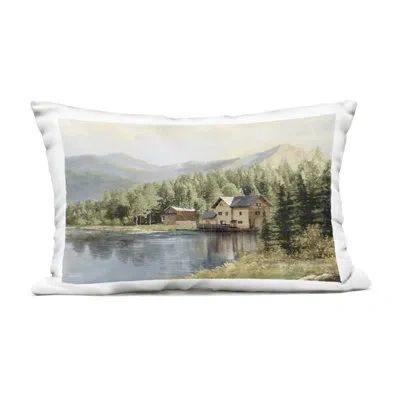 Stupell Industries Lakeside Cabin With Mountain View Outdoor Printed Pillow, Design By Amber Sterling