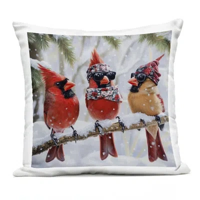 Stupell Industries Laughing Cat With Headband Outdoor Printed Pillow Design By Jim Baldwin In Red,yellow Cardinals
