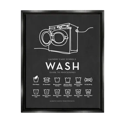 Stupell Industries Laundry Care Symbols Diagram Washing Machine Chart By Lettered And Lined - Floater Frame Print On Ca In Jet Black Floater Frame