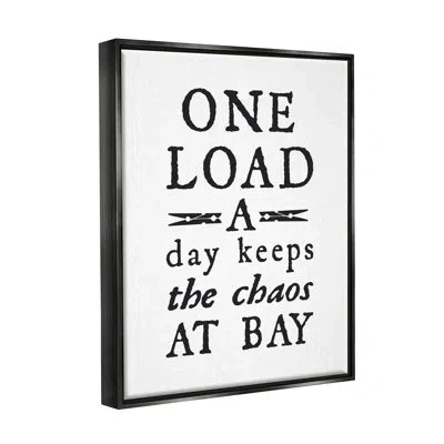 Stupell Industries Laundry Clothespin Distressed Text Phrase Sign By Lettered And Lined - Floater Frame Graphic Art On  In Jet Black Floater Frame
