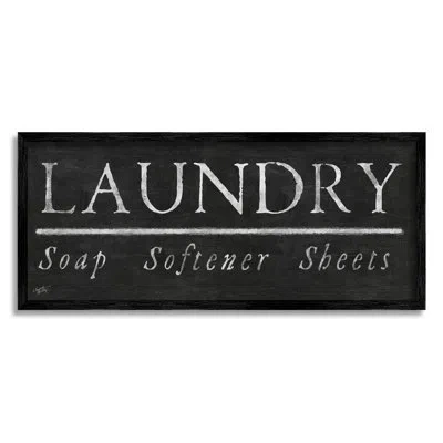 Stupell Industries Laundry Materials Black Rustic Chalkboard Signage By Elizabeth Medley - Floater Frame Textual Art On In Midnight Black Framed Giclee