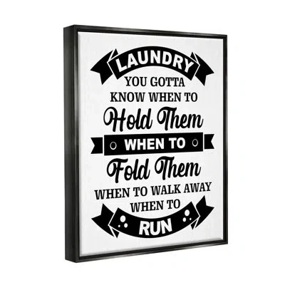 Stupell Industries Laundry Room Vintage Style Text Phrase Banners By Lettered And Lined - Floater Frame Print On Canvas In Jet Black Floater Frame